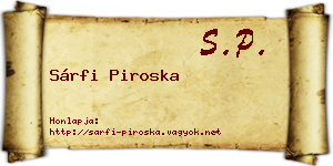 Sárfi Piroska névjegykártya